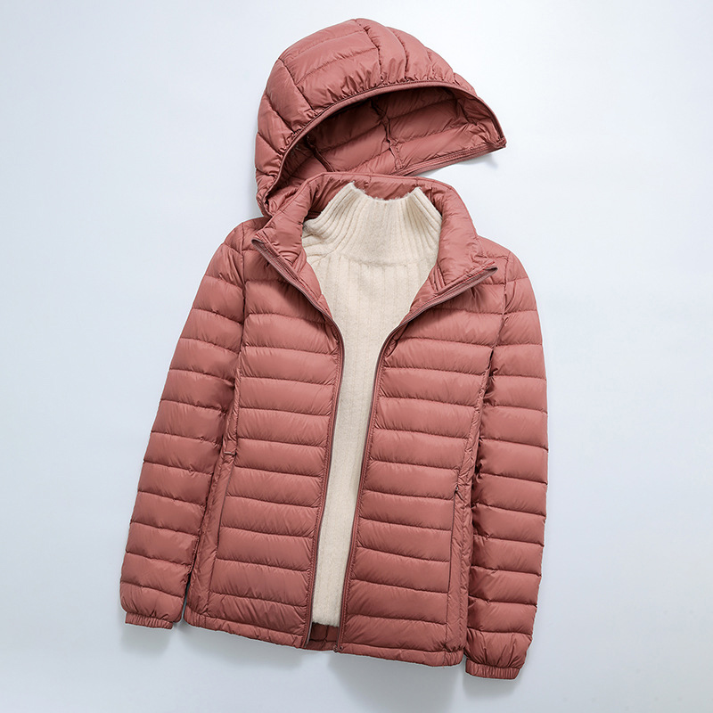 Schinteon Dames Ultralight 90% Witte Eend Donsjack met Afneembare Kap Herfst Winter Dunne Uitloper Draagbare Opslag 2024 Nieuw