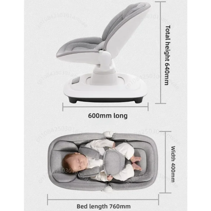 Elektrische baby rustgevende stoel Luxe babyschommelstoel Aansluitbaar met APP 360 °   Draaibare babyschommelstoel Verstelbare rugleuning