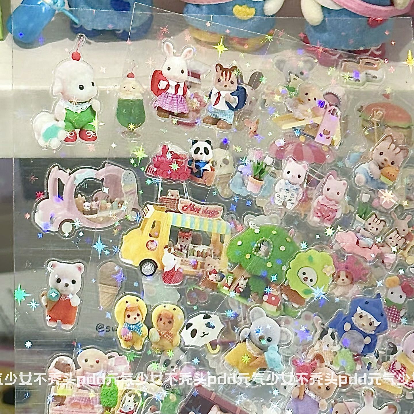 Sylvanian familles dessin animé autocollants imperméables Pack mignon bouteille d'eau ordinateur portable Skateboard Scrapbook Anime accessoires