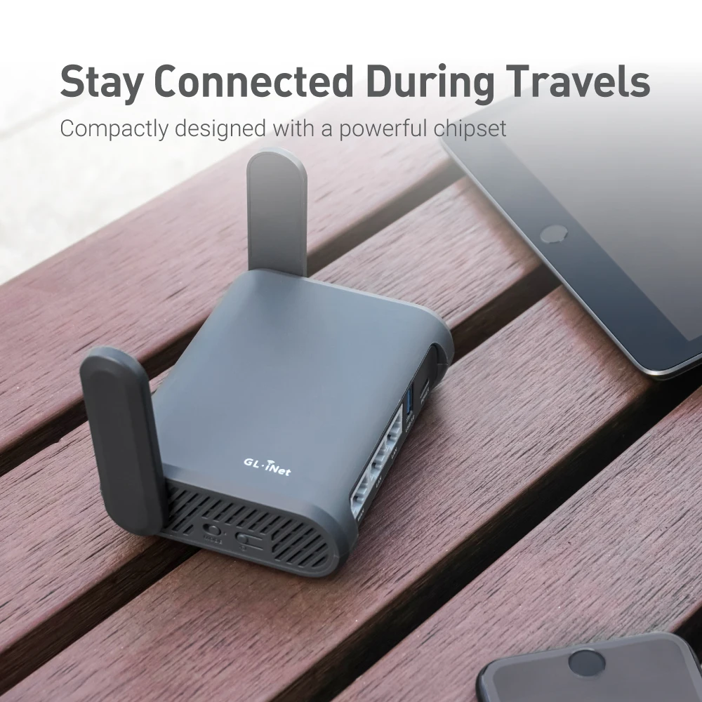 GL.iNet-Router inalámbrico Slate Plus (GL-A1300), enrutador de viaje encriptado VPN, fácil de configurar, conectar al Hotel, WiFi y Portal cautivo