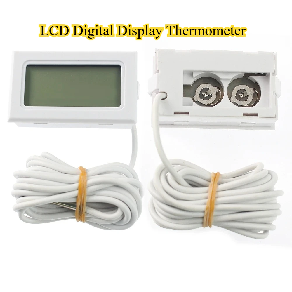 LCD-Digitalthermometer 1 m/2 m für Gefriertemperatur 50 ~ 110 Grad Kühlschrank Eingebettetes Thermometer Wasserdichte Außensonde