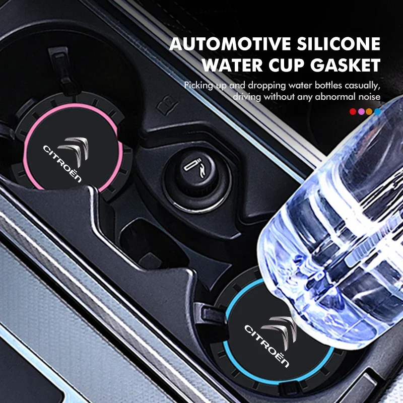 For Citroen 2PCS Car Coaster Silicone Water Cup Slot Non-Slip Mat PVC Pads C4 C3 C5 C1 C2 C6 C4L DS3 DS4 Berlingo Picasso Jumper