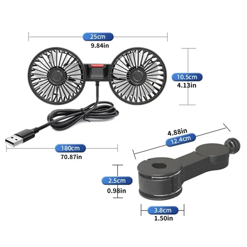 カーシートバック冷却ファン USB 充電デュアルヘッドファン 360 度回転ネックポータブルクーラー夏のカーアクセサリー