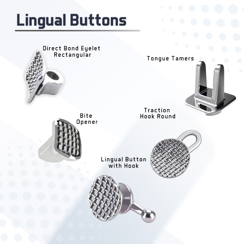 歯科矯正用リンガルボタン,歯科矯正用器具,曲げ可能な金属,抽出フック,ジュエリー素材,10個