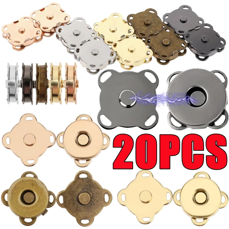 20-2PCS Metal Snap Magnet Button Magnetic Fastener Clasp Closure Buckle for Clothes Bag DIY Craft Sewing Accessories 14mm 18mm