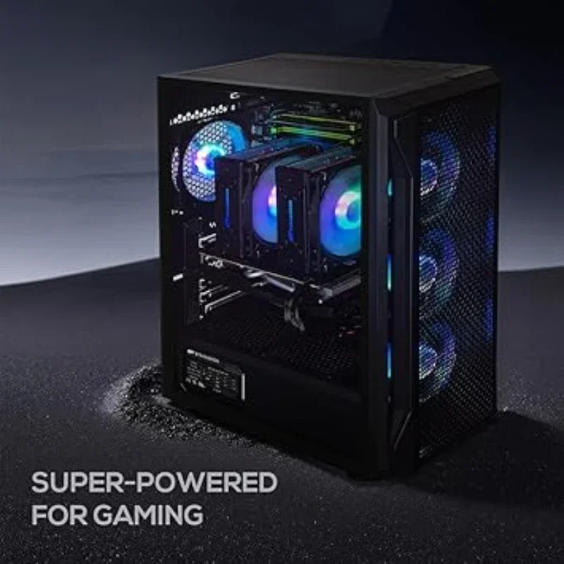Dual CPU Gaming PC, Dual Intel i7 Xeon E5 up to 3.7GHz 1T SSD, 600M WiFi, BT 5.0, RGB Fan x4, Windows 10 Pro