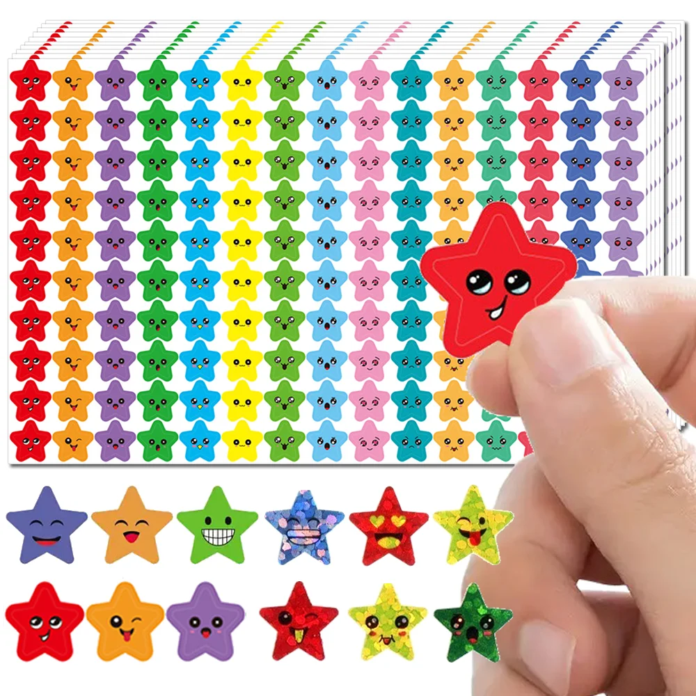 450–3000 Blatt Happy Face Stars Belohnungsschild Aufkleber Pack DIY Skateboard Koffer Briefpapier Aufkleber Dekor Telefon Laptop Geschenk Spielzeug