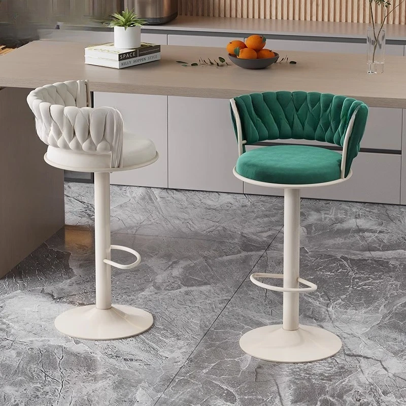 Bar Chair Rotating Lifting Light Luxury Backrest High-quality Front Desk Cashier Household Round High Stool