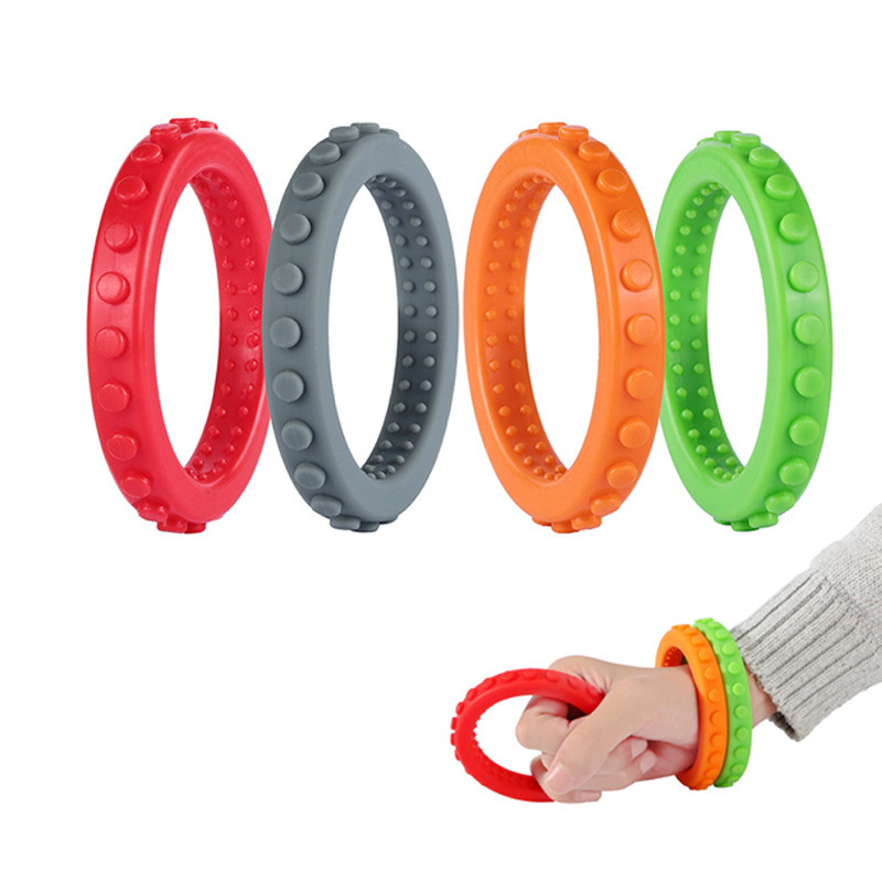 Nueva oferta, mordedor para bebé, pulsera de arcoíris, Robot sensorial, collar para masticar para la dentición, autismo, morder, masticar, cuidado del bebé, cuentas sin BPA