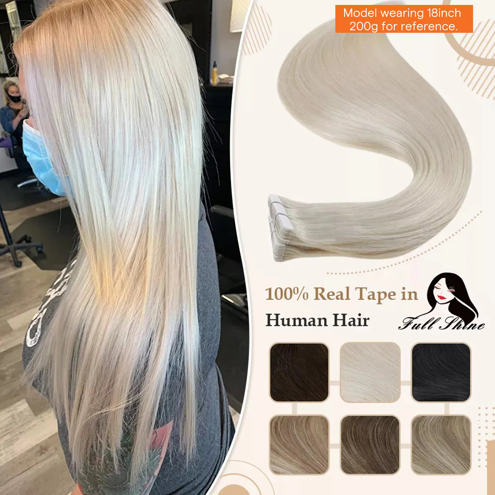 Nastro completamente lucido in capelli umani Remy al 100% dritto biadesivo biondo confortevole nastro naturale setoso per le donne