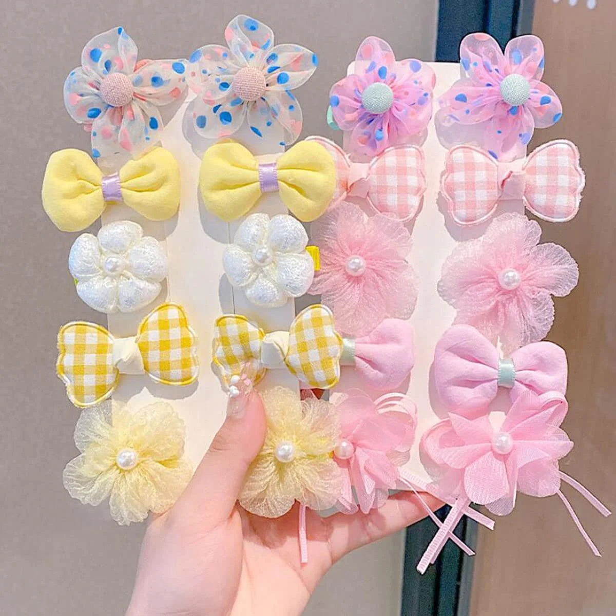 10 pçs bonito laços de cabelo do bebê arco-íris snap grampos de cabelo totalmente forrado antiderrapante flor presilhas para meninas crianças acessórios de cabelo