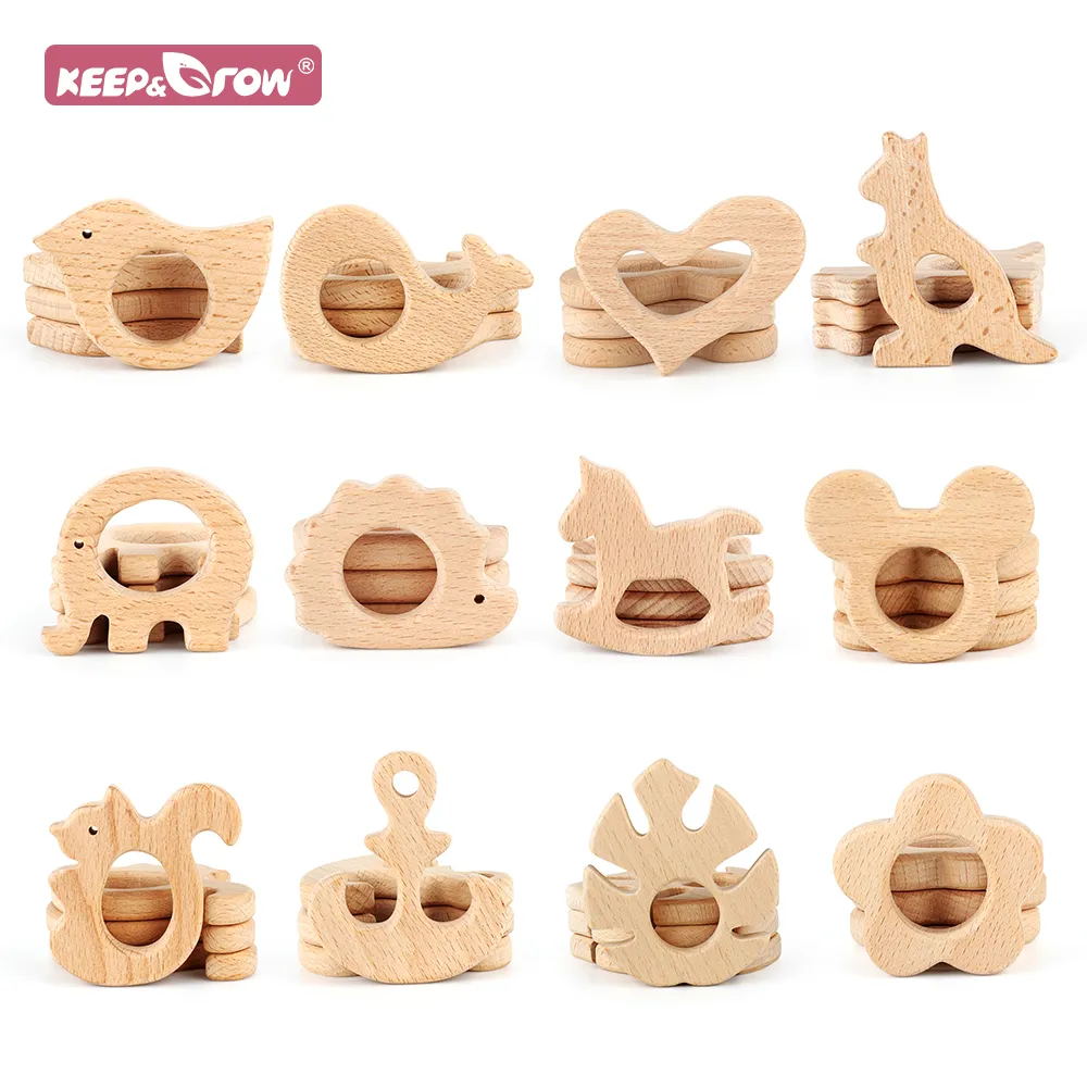 1 pçs de madeira bebê mordedor animal bpa livre diy chupeta corrente colar acessórios dente pingente enfermagem mordedor brinquedos presente