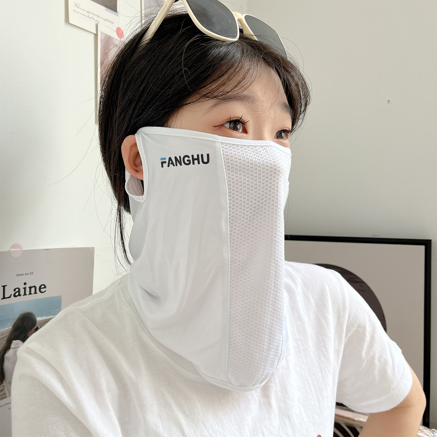 夏の UV 保護日焼け止めマスクフェイススカーフサイクリング日焼け止めアイスシルクマスクフェイスカバーネックラップカバー呼吸跡のない薄い