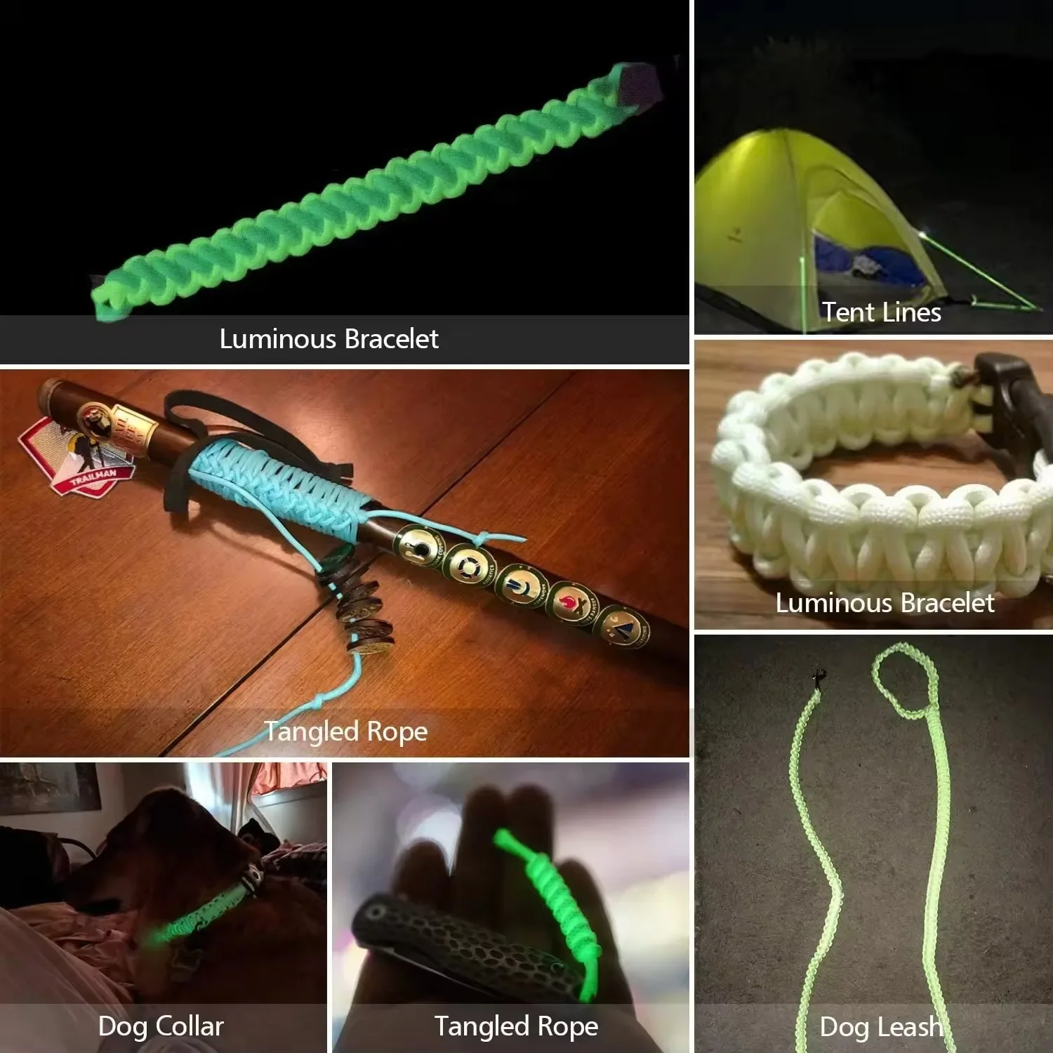 発光ロープ 9 ストランド 4 ミリメートルパラコードナイロン 550 テントコードグローパラシュート屋外バンドルストラップキャンプサバイバル EDC