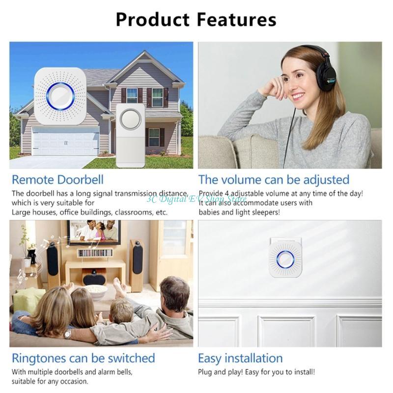 E74D Wireless Waterspert Doorbell 200m Home Door Intelligent Universal