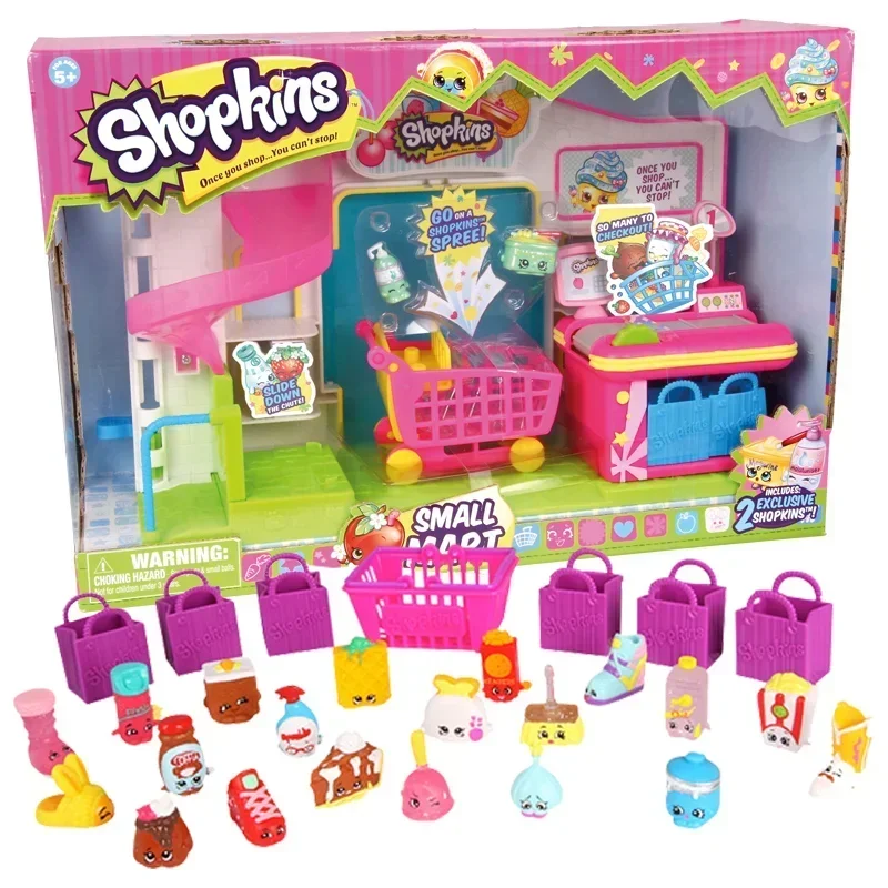 Shopkins temporada caja ciega 1/2/3 conjunto de elfo de compras juguete supermercado cocina escena casa de muñecas miniatura niña regalo de cumpleaños para niños