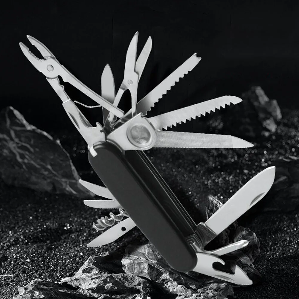 Cuchillo de bolsillo multifuncional, 30 funciones básicas, multiherramienta, herramientas de mano suizas, cuchillo militar para acampar al aire libre, equipo EDC, cuchillos de supervivencia