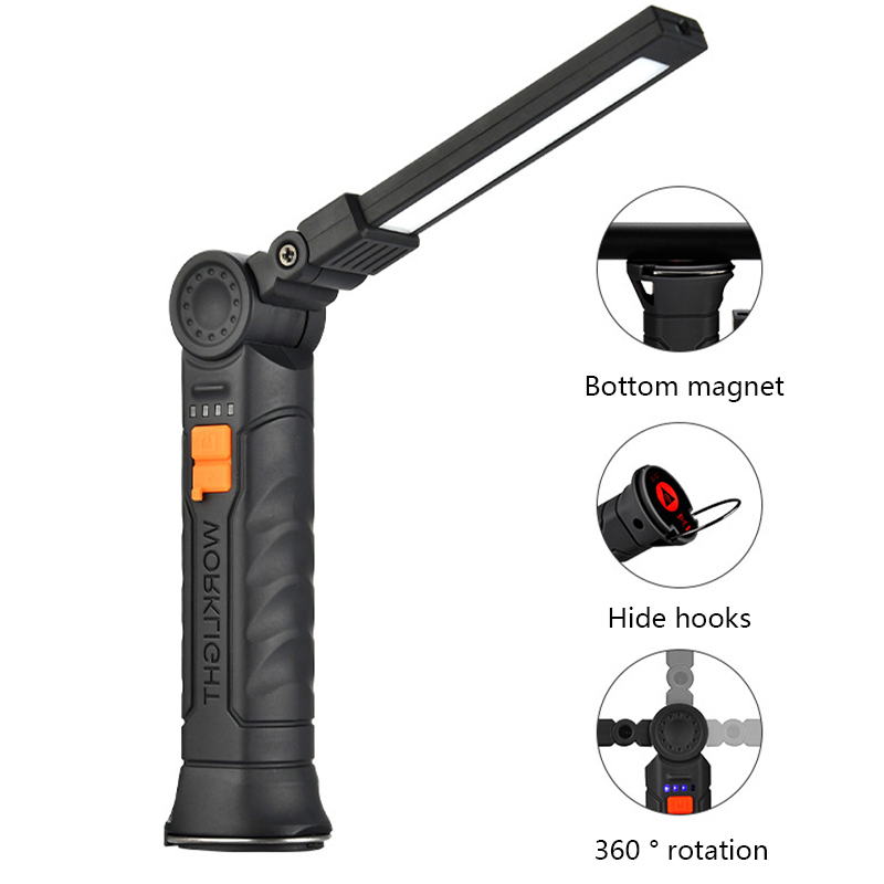 Multifunctional Portable Flashlight Usb Rechargeable Work Light Foldable Emergency Inspection Work Lights
