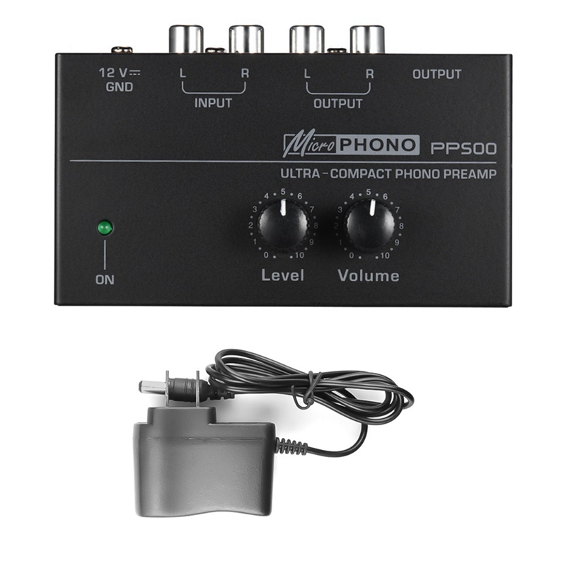 Preamp Phono ขนาดกะทัดรัด PP500พร้อม Bass Treble Balance Volume ปรับ Pre-Amp Turntable Preamplificador US Plug