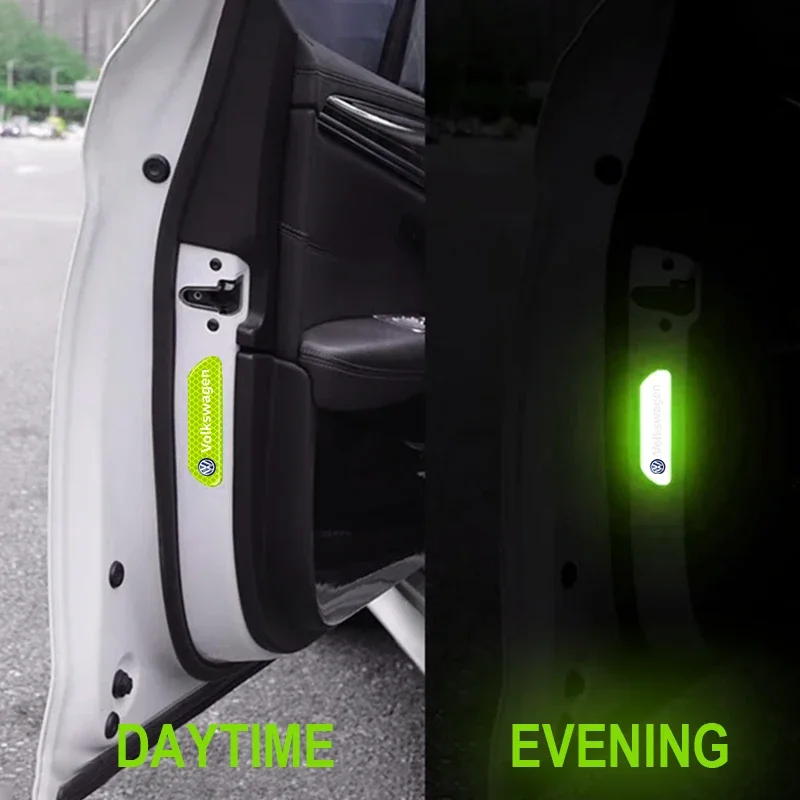 4PCS Car Door Safety Warning Reflective Mark Sticker Car Styling For Volkswagen VW POLO GOLF 4 5 6 7 7.5 8 MK4 MK5 MK6 MK7 MK8