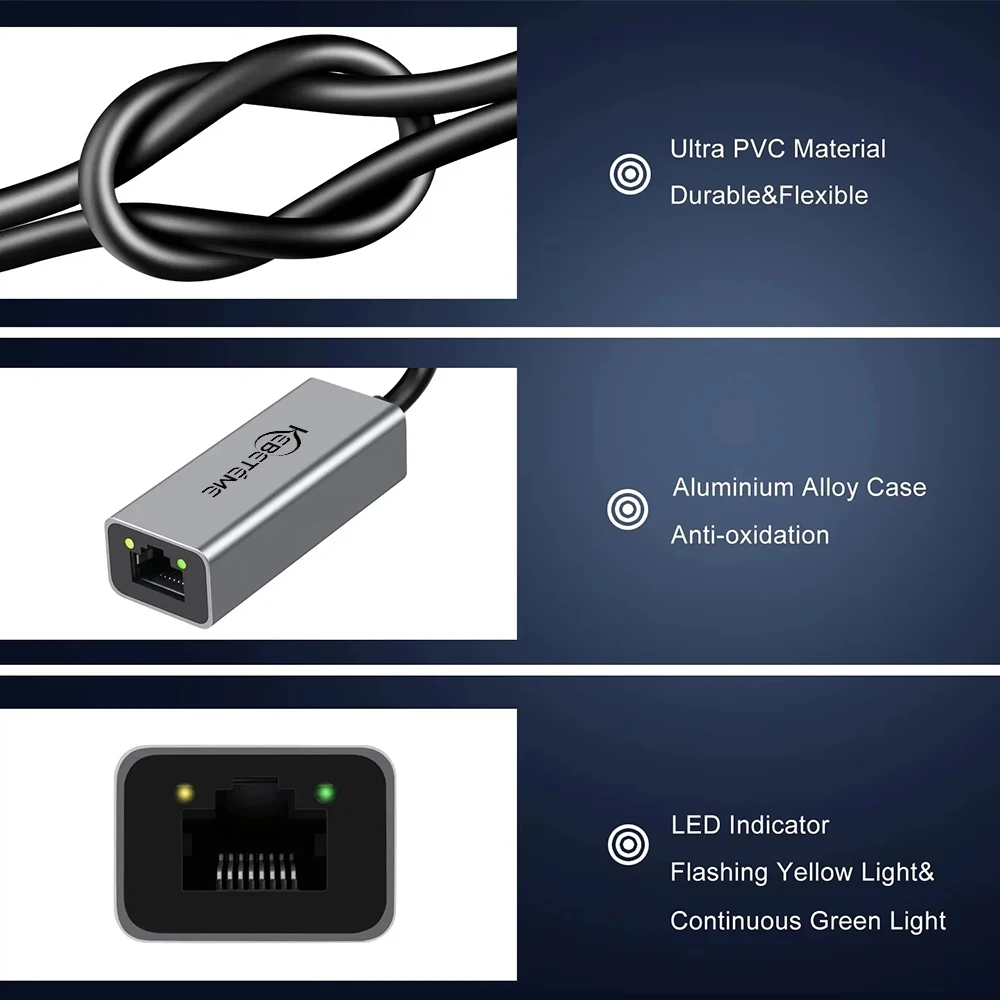 Ethernet-адаптер 1000 Мбит/с USB 3.0 типа C к сетевой карте RJ45 Android USB Lan Интернет-кабель для MacBook PC Windows XP 7 8 10