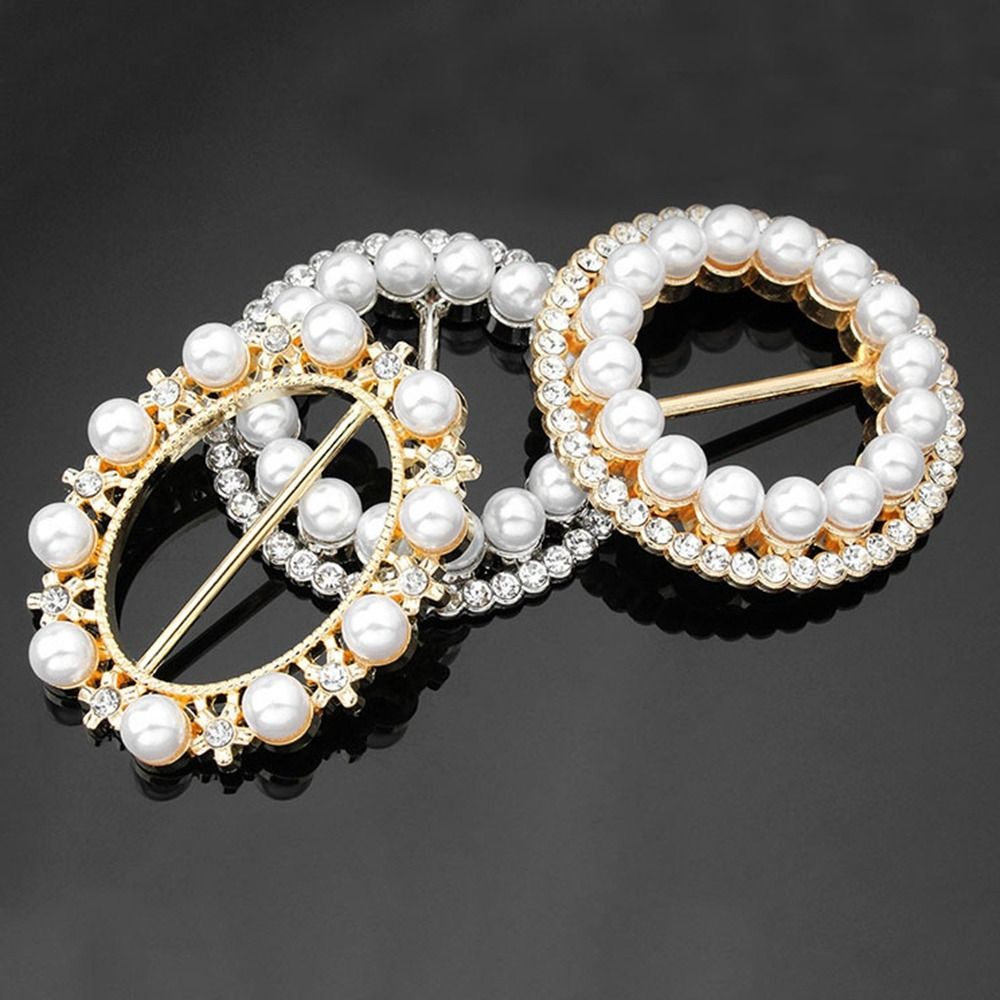 Nuevo Anillo de hebilla anudada de Metal, camiseta de perlas, bufanda, hebilla, accesorios de ropa, botón anudado extraíble para mujer