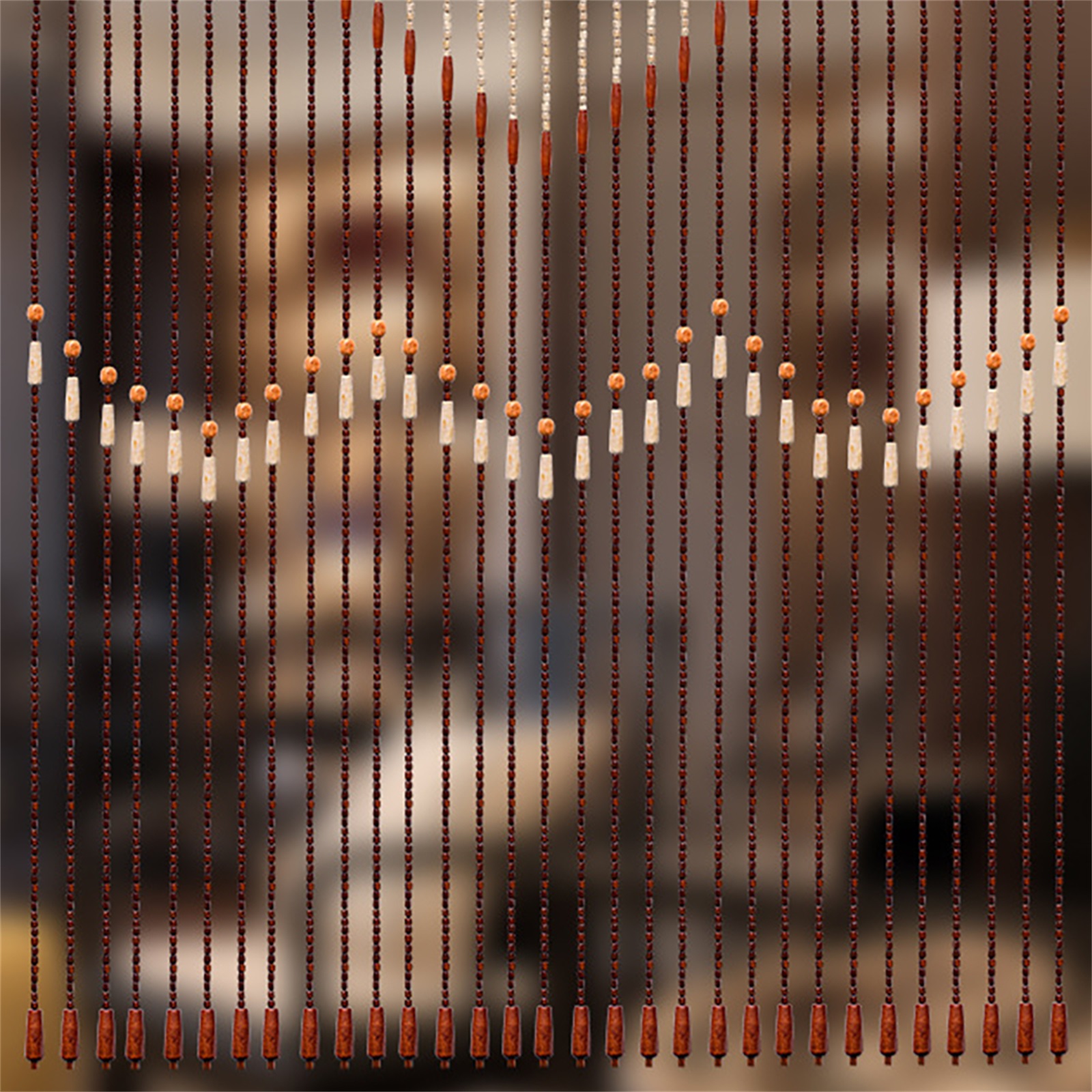 Cortinas De Cortina De Grânulo De Madeira Vintage, Decoração De Porta, Varanda, Quarto, Banheiro, 31 Linhas, 90x208 cm