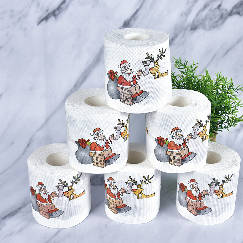 Colorful Christmas Cartoon Pattern Tissue Roll - Household Toilet Paper Christmas Decorations