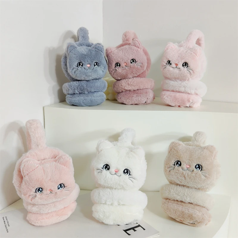 1PC 귀여운 동물 플러시 귀 따뜻하게 Earwrap 부드러운 접는 귀고리 귀 덮개 겨울 따뜻한 귀마개 어린이 야외 감기 보호