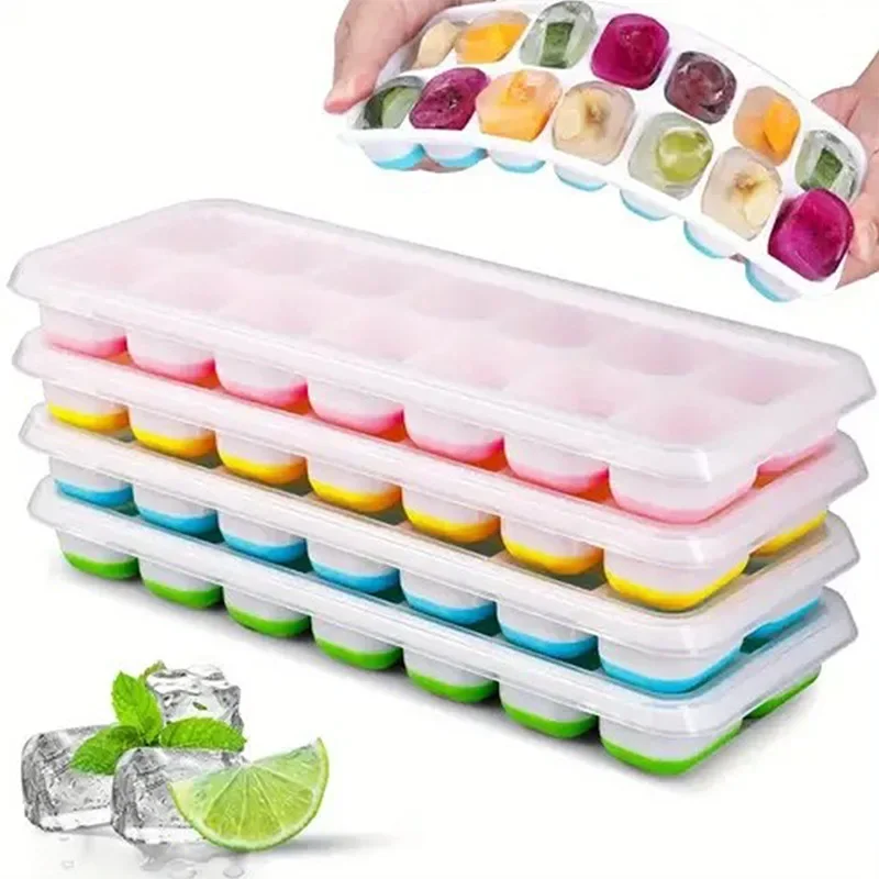 14 Grid Ice Cube Tray Silicone Mold Square Ice Cube Tray Mold Ice Cube Maker Non-toxic Durable Bar Pub Wine Ice Blocks Maker.