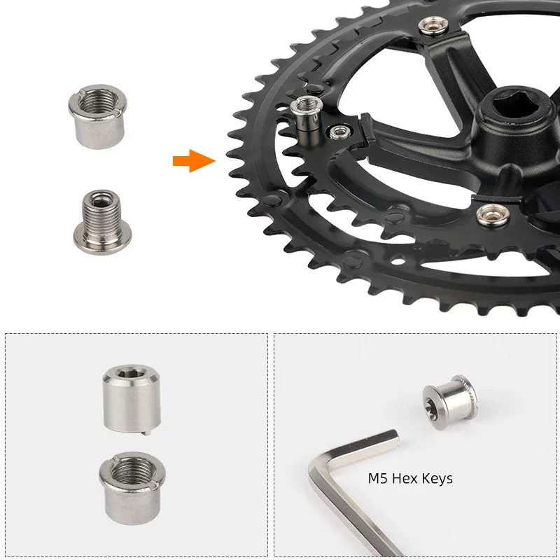 Deemount M8 Threaded Bolts for Single Double Triple Bicycle Chainring 6.5/8.5mm Height MTB Road Crankset Fixing Nuts