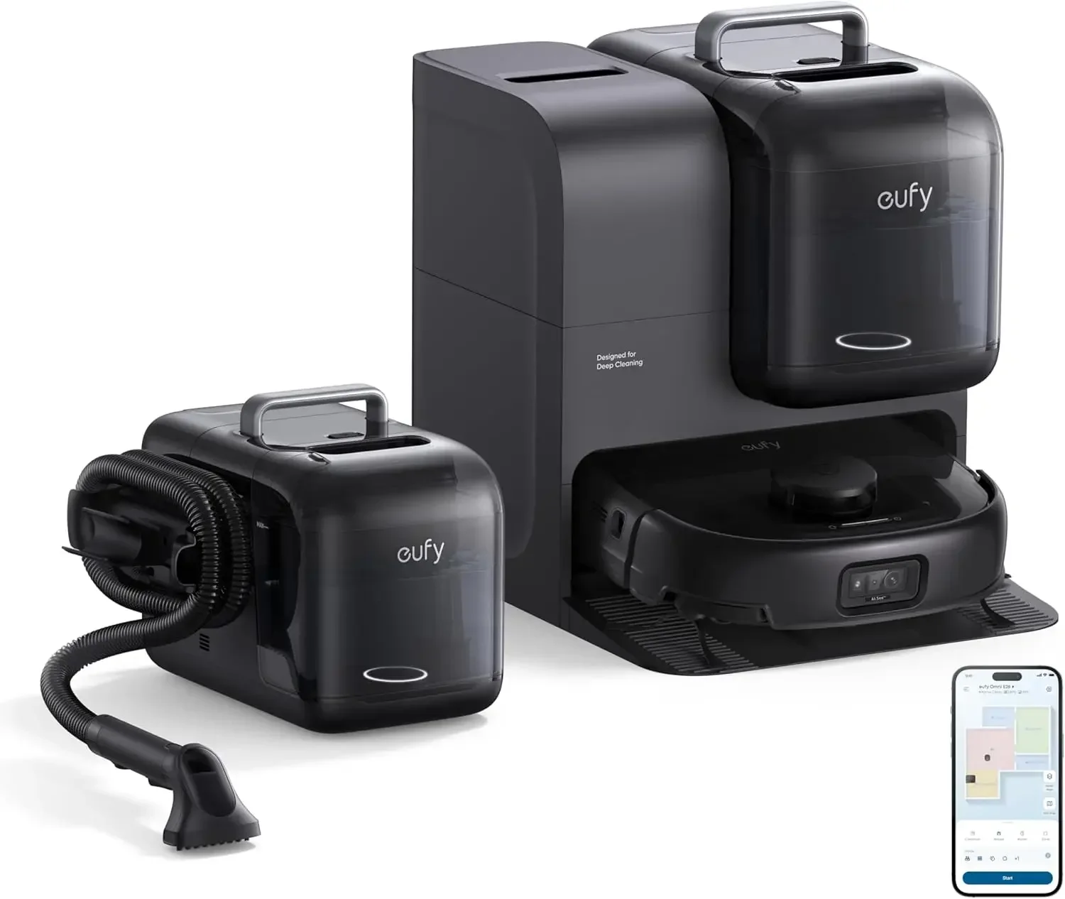 BRAND NEW eufy E28 Omni Robot Vacuum and Mop Combo - HydroJet System, with Portable Deep Cleaner for Carpet, 20,000Pa Turbo Suct