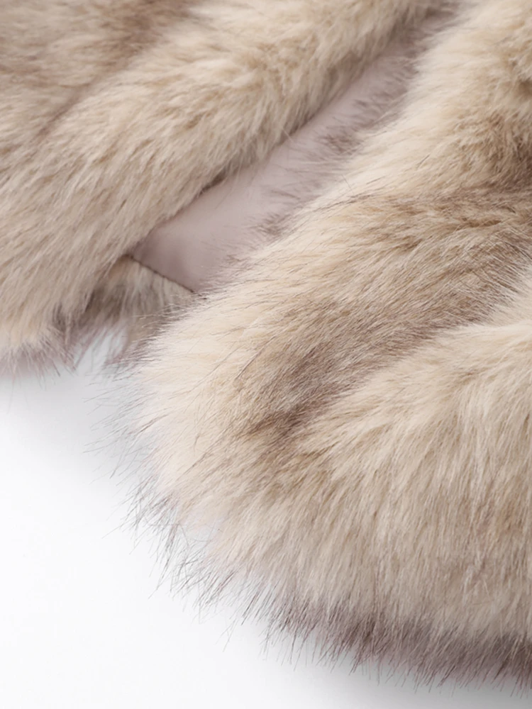 Casacos de pele sintética elegantes para mulheres 2024 elegante manga longa cardigan jaqueta de pele macia feminino luxo alta rua senhora casaco de pele