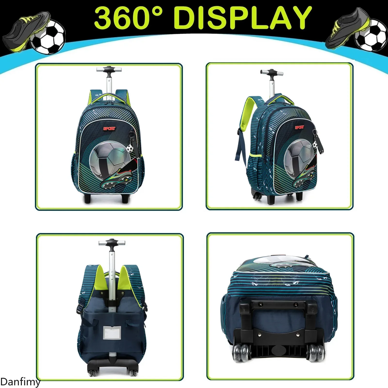 Mochilas escolares con ruedas para niños y niñas, conjunto de mochilas escolares con ruedas para estudiantes de primaria, bolsa de equipaje con ruedas