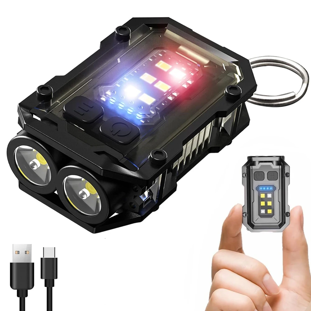 8 modos impermeable Mini llavero linterna imán USB C recargable EDC 800 lúmenes altos LED y COB Clip portátil en linternas