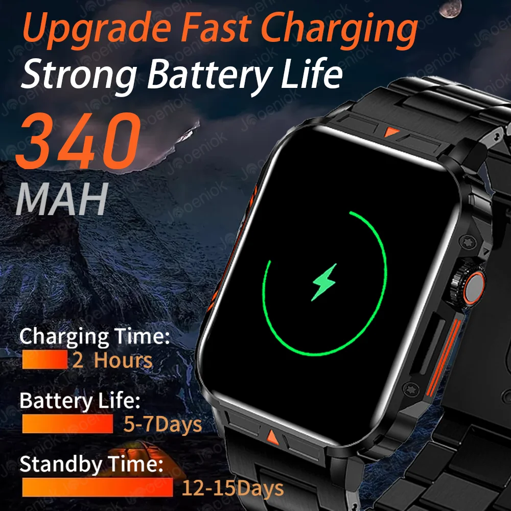 新しいアウトドアスポーツスマートウォッチメンズ 1.95 インチ心拍数血中酸素防水 BT 通話スマートウォッチメンズギフト Android IOS