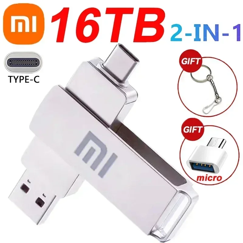 Unidad Flash USB de Metal Xiaomi, interfaz tipo C, memoria de disco U, transferencia de archivos de alta velocidad, 8TB, 4TB, unidad de bolígrafo de gran capacidad de 16TB
