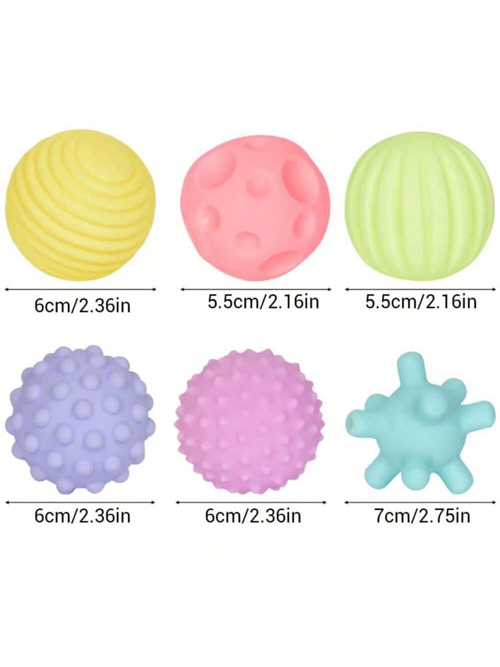 Zintuiglijk speelgoed voor baby's met textuurballen - Zachte tandjes- en tactiele verkenningsset met 6 kleuren + 8 stijlen |