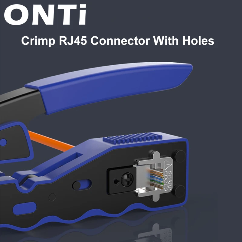 ONTi RJ45 Crimper Dụng Cụ Đi Qua Lọn Uốn Cho Lọn Uốn Cat8/7/6/5 Cat5e Cổng Kết Nối Với Lưỡi Dao Thay Thế Ethernet dao Rọc Cáp