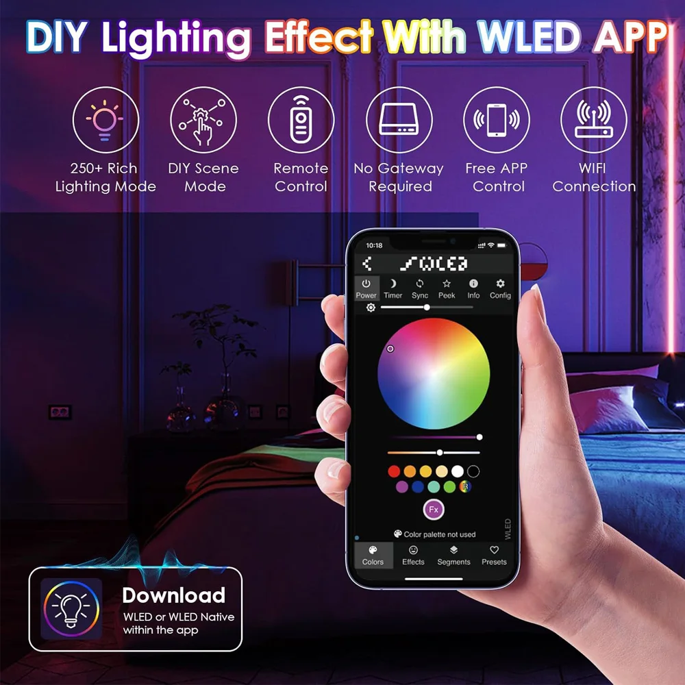 Controlador WLED ESP32 con micrófono controlador LED direccionable para tira de luz RGBW WS2812B SK6812 WS2811 TM1814 WS2813 WS2815