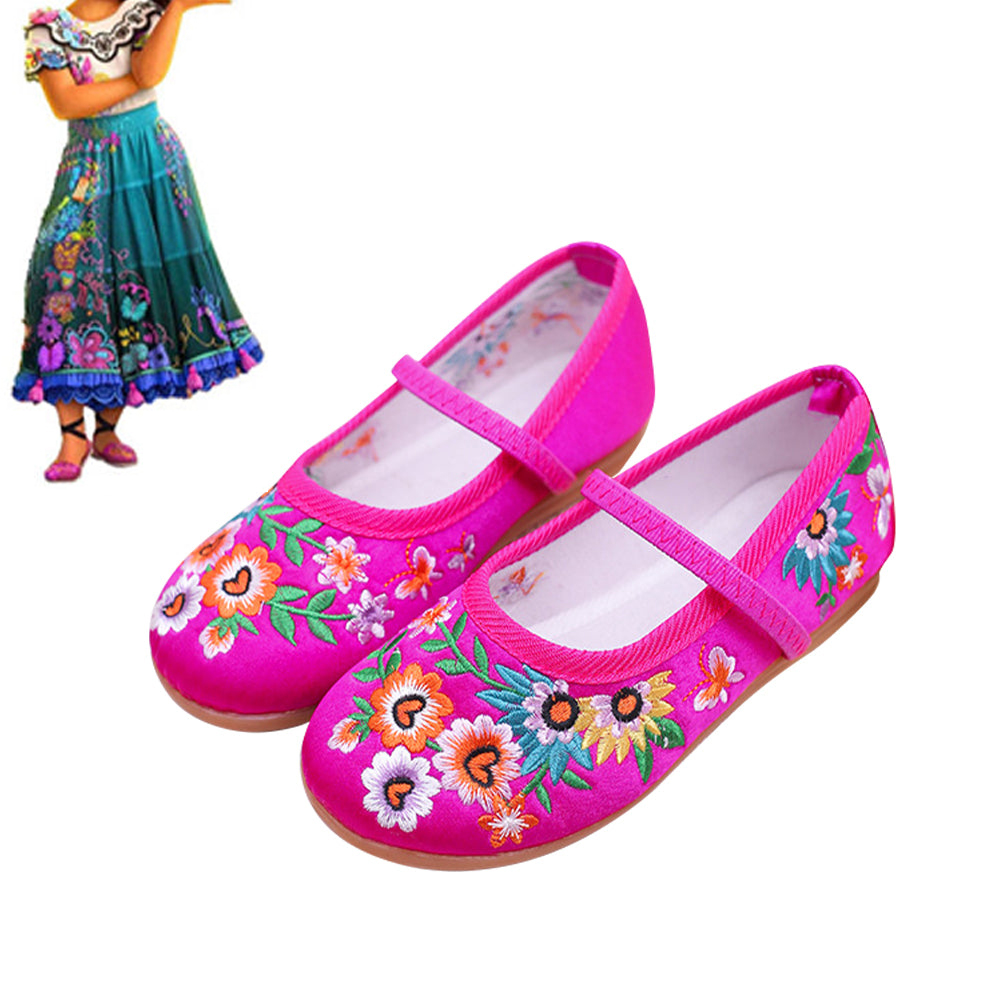 Mädchen tanzen Boden Stoff Schuhe für Kinder Kinder weiche Leders ohle chinesische traditionelle Stil Stickerei ethnischen Tanz schuhe