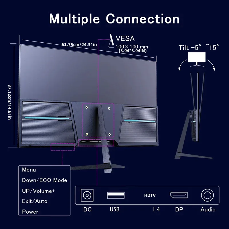 Grebear gaming monitor 27 inch 165Hz 1Ms PC gaming computer monitor-FHD 1080p/AMD FreeSync/1 x HDTV 2.0/1 X Display Port 1.4/BL