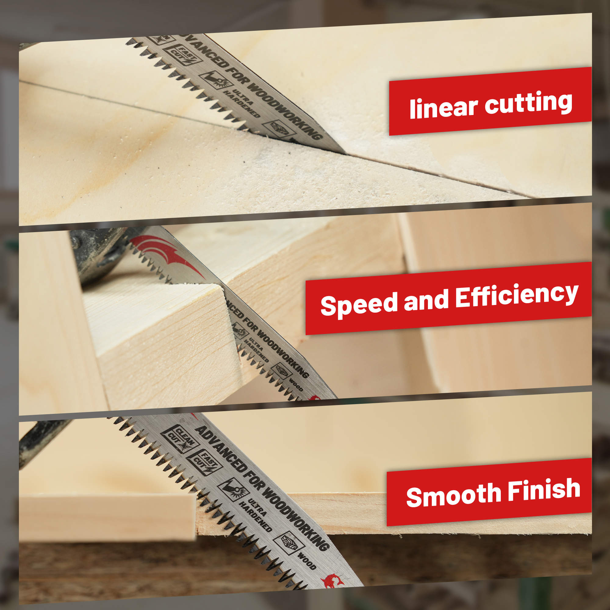 EZARC Reciprocating Saw Blades 9 Inch Japanese Teeth Design Tri-Edged Fleam Ground Teeth 8TPI Multi Tool Blades for Woodwork 5PC