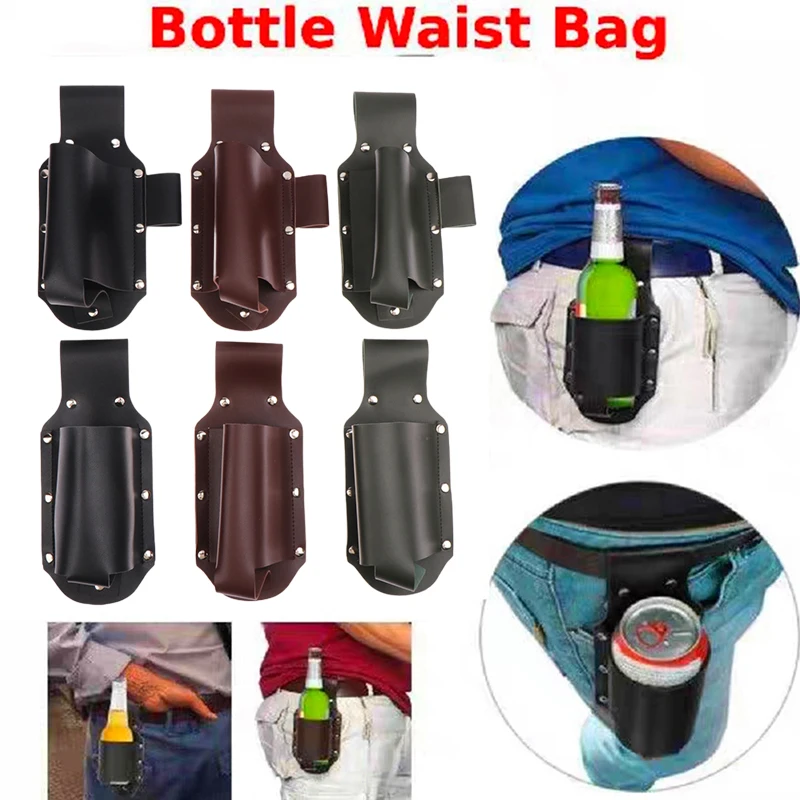 PU Leder Bier Flasche Taille Holster Tragbare Bier Gürtel Tasche Outdoor Trinken Flasche Fall Abdeckung Taille Hängen Stil Bier Gürtel Tasche