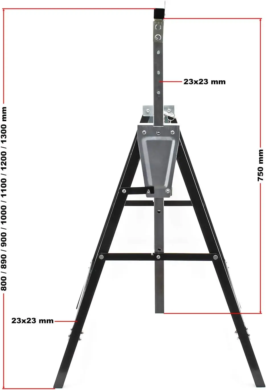 2 x supporti per ponteggi pieghevoli, regolabili in altezza (80-130 cm), supporta fino a 200 kg.