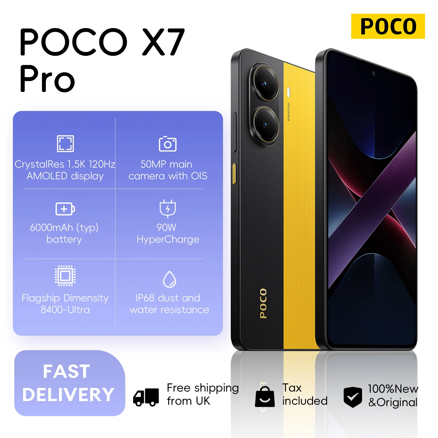 Global Version POCO X7 Pro 5G Smartphone Dimensity 8400-Ultra 90W HyperCharge 6000mAh Battery 50MP Camera NFC IP68 1.5K 120Hz