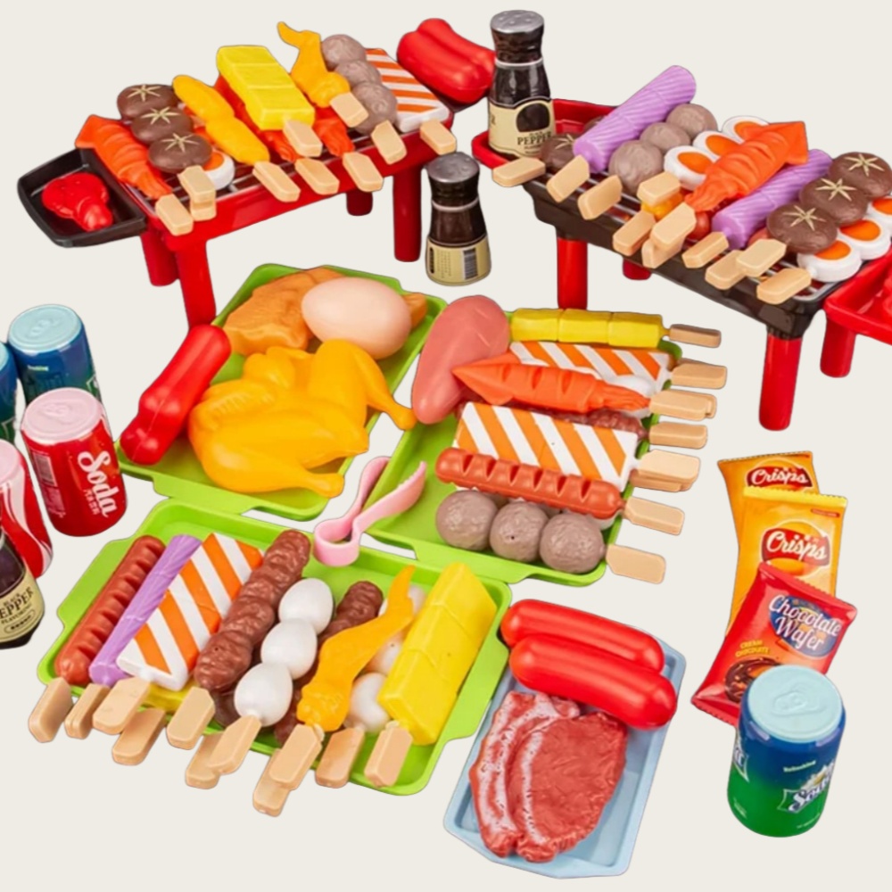 Juguetes de cocina para vestir para bebé, juego de barbacoa para niños, utensilios de cocina para barbacoa simulada, comida simulada, Cosplay, juguetes educativos de regalo