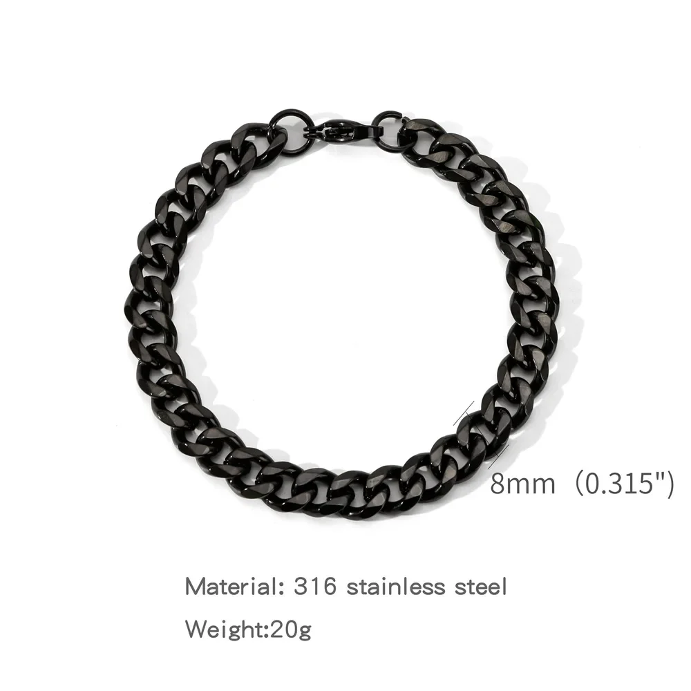 5-9 มม.สร้อยข้อมือสแตนเลสกันน้ํา Miami Curb CHAIN สําหรับผู้หญิงคลาสสิก Punk Heavy Cuban Link สายรัดข้อมือเครื่องประดับของขวัญ
