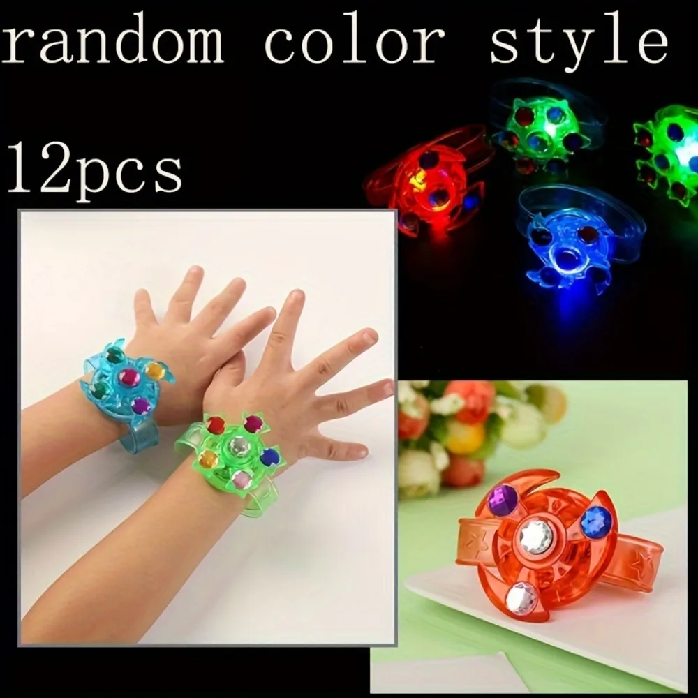 12 Pcs LED 빛나는 Fidget 회 전자 팔찌, 어린이 파티 호의 선물 가방 필러 빛나는 파티 용품 반환 선물 카니발 선물