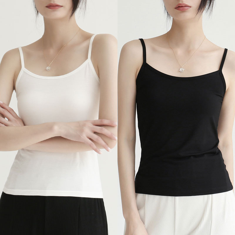 Nuevas camisetas sin mangas de Color sólido, Tops cortos de algodón suave con tirantes finos, camisola informal de verano, chaleco básico sin mangas, Tops de verano para mujer